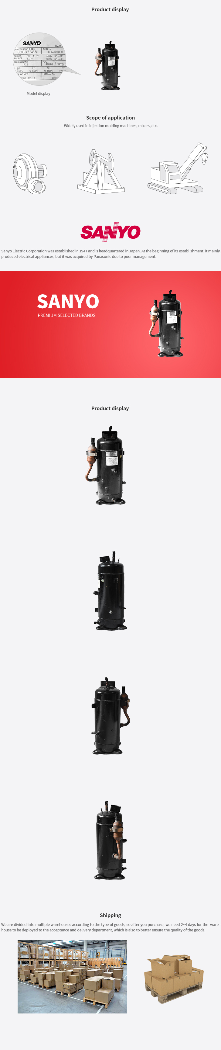 Sanyo Compressor C-5R373H8U, technical parameters pdf, structure diagram